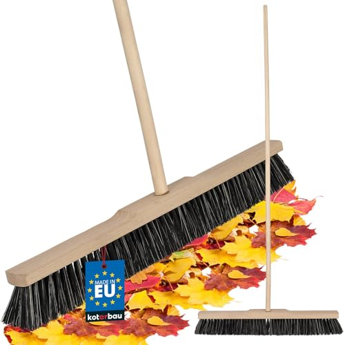 KOTARBAU® Besen mit Stiel - 60 cm - Straßenbesen - mit Nylon-Naturborsten-Mischung - Kehrbesen aus Holz - Besen für Draußen & Drinnen - Zimmerbesen mit Holz Stiel
