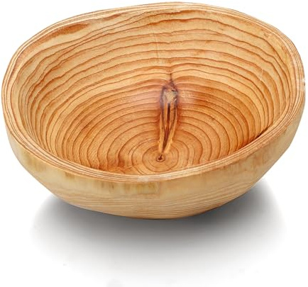 LUPATDY Ciotola in legno per frutta, insalatiera in legno naturale, cestino irregolare e creativo fatto a mano, cestino decorativo per frutta, insalate e snack (20-24 cm)