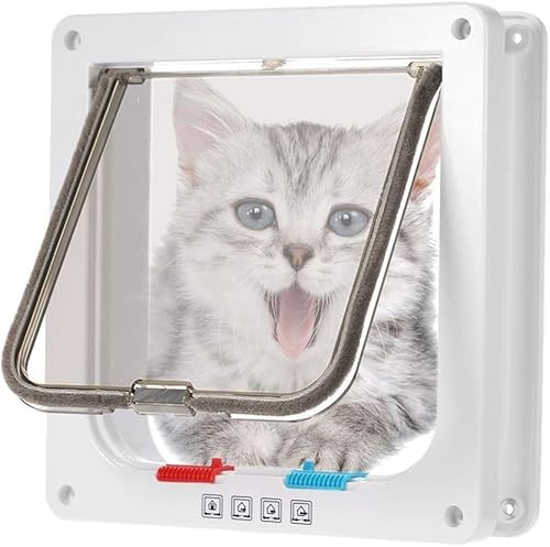 Kattlucka, Innerdörr, Med Chipigenkänning, 4-vägs Magnetisk Stängning, Hundlucka Chip, Tunnel(Weiß,Large)