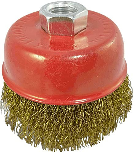 Valex Spazzola Abrasiva a Tazza in Ottone con Setole Radiali in Acciaio Inossidabile, 75mm, 1 Pezzo