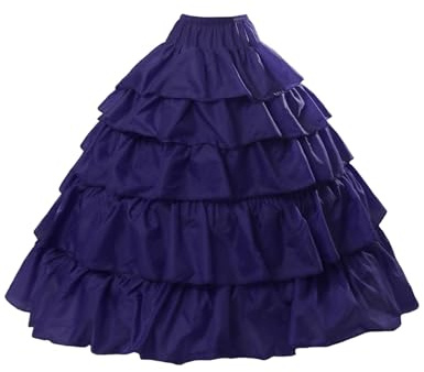 BEAUTELICATE Crinolina Enaguas Mujer Larga Vestidos de Verano Vintage Dresses 4 Aros con Volantes hasta Faldas con Cintura Elástica & Cordón de Nylon & Velcro(S-M,Morado)