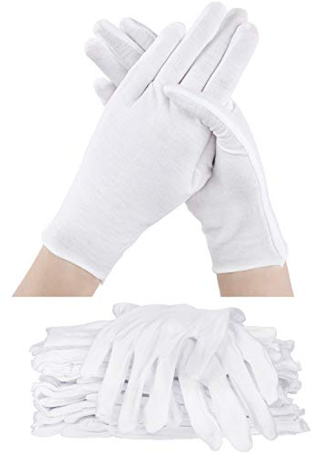 SATINIOR 60 Pcs Cotton Glove Stretchy Work Glove Reusable Mitten for Men Women Dry Hand Art Handling Coin Jewelry(White)
