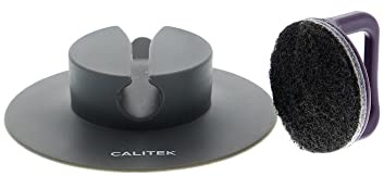 CALITEK Scouring Pad Antibacterial Non Scratch Washing Up Cleaning Dish Scrubber with Suction Pad Holder Ideal for Non Stick Pots and Pans