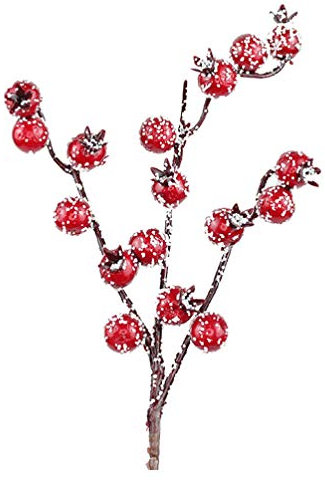 PRETYZOOM 10 Stück Künstliche Beerenstängel Schnee Gefrostet Gefälschte Beerenzweige Kleben Stechpalmenbeeren Blumenarrangement Weihnachtsbaumdekor für Thanksgiving-Herbstparty (Rot)