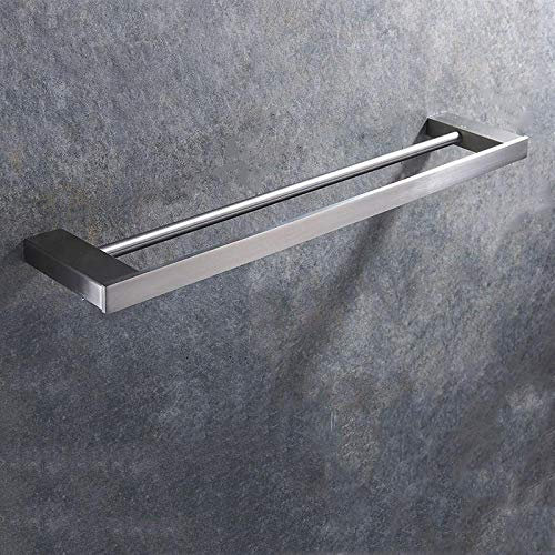 304 Edelstahl Handtuch Wand hängen Doppelstöcke gebürstete Handtuchstange Erweiterte Verdickung Wand Hängen Badezimmer Zubehör-80cm gebürsteteter doppelt polig