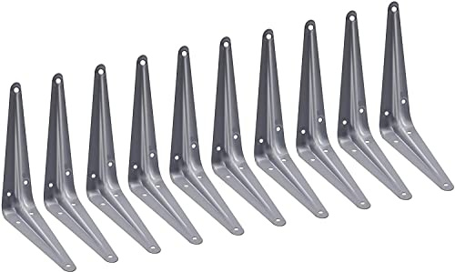 TERF® London Shelf Bracket Grey 150mm X 125mm (6 X 5 inch) Wall Mounted Shelving Support Corner Brackets Book Shelf Bracket Floating Shelve Bracket and Multi Purpose Use - Pack of 10