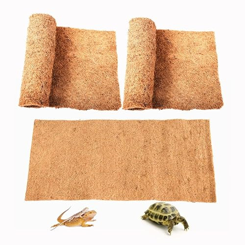 SISIPAI LIFE Reptile Carpet Natural Coconut Fiber, 36 x 18 Tortoise Carpet Mat for Pet Terrarium Liner, Reptile Bedding Supplies for Lizard, Snake, Chameleon, Turtle, Bearded Dragon (2 Pack)