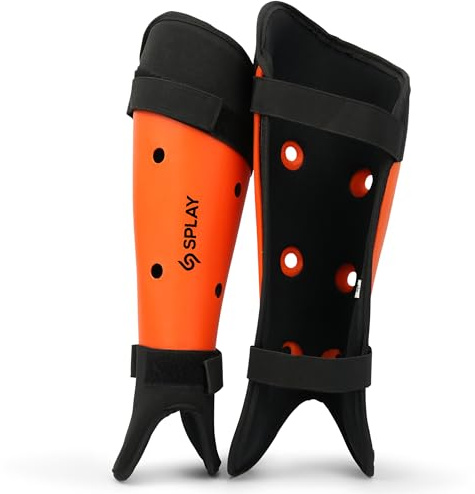 SPLAY Club Hockey Shin Pads, Size - Medium - Shin Guard, Light & Durable Shell, Provides Protection to Pads, Strap for Tight Fit, Soft Foam Inner