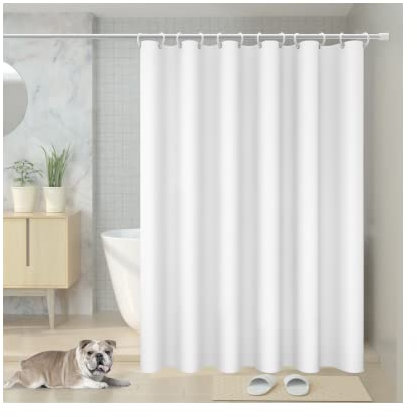Vinabo Rideau Douche Anti Moisissure, 180 x 200cm Blanc, avec 12 Crochets, sans Percage, Tissu PEVA Imperméable Lavable en Machine