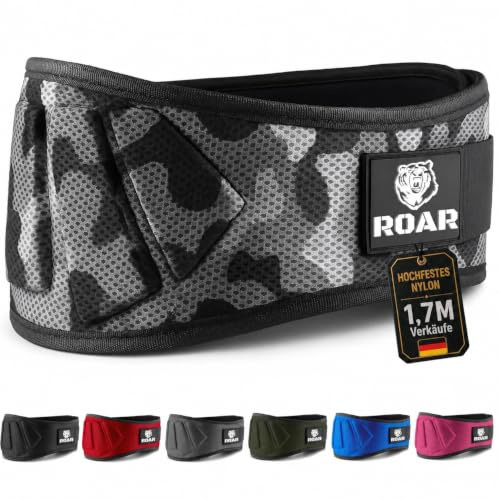 Roar® Premium tyngdlyftningsbälte för seriös funktionell fitness, tyngdlyftning och olympiska lyftidrottare (Kamouflage, M)
