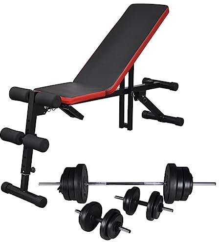 Gewichtheben Verstellbare Sit-Up Bank mit Langhantel und Kurzhantel Set 60,5 kg Sportartikel