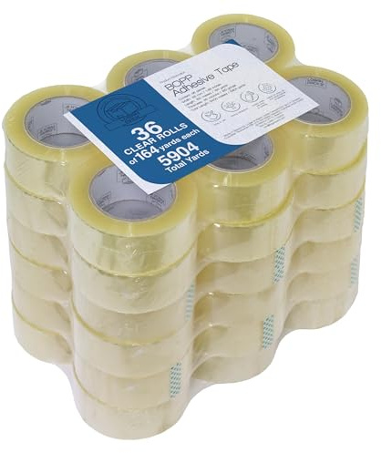 Logan Pack Clear Packing Tape, 36 Rolls Heavy Duty Packaging Tape for Shipping Packaging Moving Sealing, Thicker Clear Packing Tape, 1.88 inches Wide, 164 Yards Per Roll, 5904 Total Yards