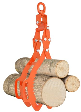 GUIAFUHYE 28in 4-Claw Grapple Timber Claw,Log Lifting Tongs, Timber Lifting Tongs, Log Lifting Tongs for Logging Tongs (Orange)
