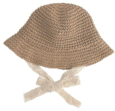 IPENNY Chapeau de Paille à Large Bord pour Enfant - Bob Pliable Panama avec Papillon Anti Soleil pour Plage, Voyage et Loisir