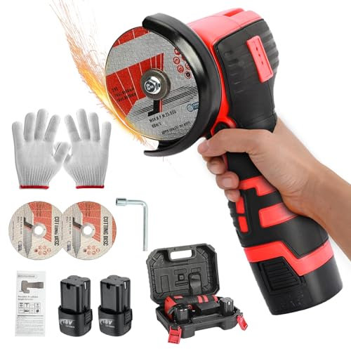 Mini Amoladora Bateria, Amoladora Angular 16.8V 19500 RPM con 2 Baterías de 2000mAh, Amoladora Pequeña Eléctrica para Cortar, Pulir y Lijar
