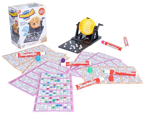 evelay Family Bingo Set 6 Colourful Dabbers, 200 Sheets of Tickets Bingo Machine Balls