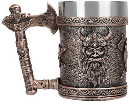 Nave vichinga Drakkar Boccale da birra in acciaio inox, tazza vichinga, boccale da birra vichinga, regali vichinghi per uomini, adatto per la regali per la festa del papà, Oktoberfest (Stile 3)