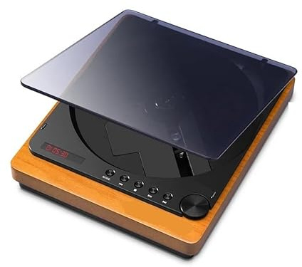 Cd-spelare, bärbar CD-spelare Bluetooth 5.1 trä CD-spelare digital optisk utgång USB löstfri musikuppspelning i infraröd fjärrkontroll(A1)