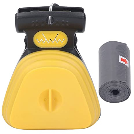Paletta portatile per escrementi di cani, paletta portatile per escrementi di cuccioli con sacco per immondizia, ripostiglio espandibile, strumento di raccolta rifiuti sanitari (Grande Giallo)