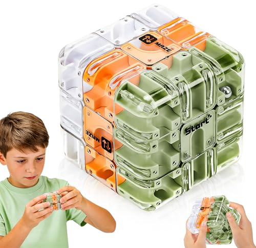 Stort 3D-labyrintpussel, 3D-pussel maze kub 2-i-1 kullabyrint trollerikub stresslindring leksak, pedagogisk leksak gåva för barn vuxna (grön)