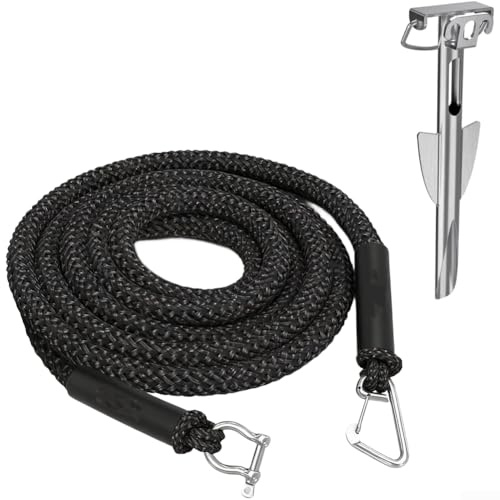 Upluxmira Cuerda de amarre elástica marina con bucles de acero inoxidable y manga de esponja para canoa de esquí y pequeña para anclaje de barcos (C)