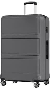 Kono 32 Extra Large Durable Hard Shell Hold Suitcase Lightweight ABS+PC Checked Luggage with Smooth Spinner Wheels for Family Long Haul Trips (Grey)