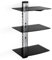 TecTake Premium Wall Mounted Double Glass Shelf Units Rack for Receiver, DVD, PS4, SKY, X BOX, BLUE RAY PLAYERS - different models - (3 shelves Black/Silver | 400349)