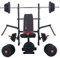 Train Hard Hantelbank Beincurl Butterfly, geprüft und zertifiziert nach EN 957, mit Lang- und Kurzhantelstange und 70kg Hantelscheiben