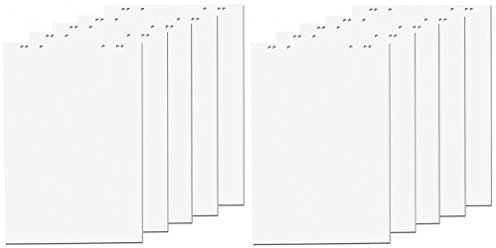 Faxland - Blätter für Flipchart, 20 Seiten, 69 x 99 cm, 5 Pakete, 6 Löcher, Weiß, 10 Flipchartblöcke, weiß, 1