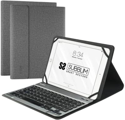 SUBBLIM KEYTAB Pro Bluetooth Grey Funda con Teclado para Tablet DE 10.1'' BATERÍA 420MAH