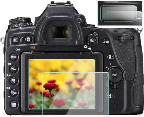 Komet D780 Lot de 4 films protecteurs d'écran pour appareil photo Nikon D780 (2 écrans LCD et 2 écrans LCD), verre trempé 9H anti-rayures, ultra transparent, anti-bulles