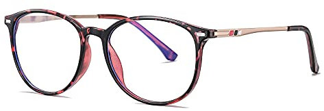 ZUVGEES Mode Runden TR90 Blaulichtfilter Lesebrille für Herren und Damen Lightweight Anti-blaue Computerbrille (Rosa Leopard, 1.5)
