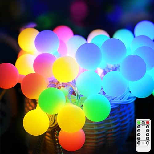 12 M 100 LED Fairy Lights Battery Operated Globe String Lights Multicolored Christmas Lights with Remote 8 Modes Waterproof for Bedroom Patio Garden Party Indoor Decorations