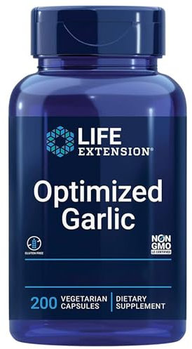 Life Extension, Optimized Garlic (Estratto di Aglio), 200 Capsule vegane, Testato in Laboratorio, Vegetariano, Senza Glutine, Senza Soia, Non OGM