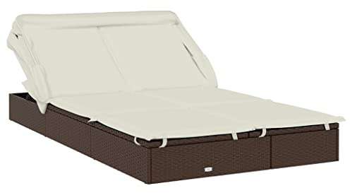 vidaXL Solsäng med hopfällbart tak brun 213x118x97cm konstrotting