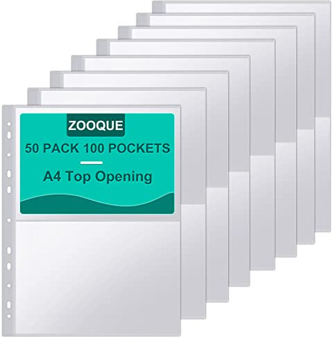 Fotohüllen 50 Stück A4 Postkartenhüllen 100 Taschen A5 Pockets Fotohüllen 2 Fach Geteilt Postkarten Hüllen SammelHüllen Insert Sichthüllen für Postkarten Fotos