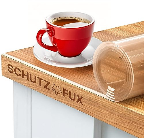 SCHUTZ-FUX Protector de mesa transparente con borde inclinado, lavable, varios tamaños, fabricado en Alemania (80 x 140 cm)