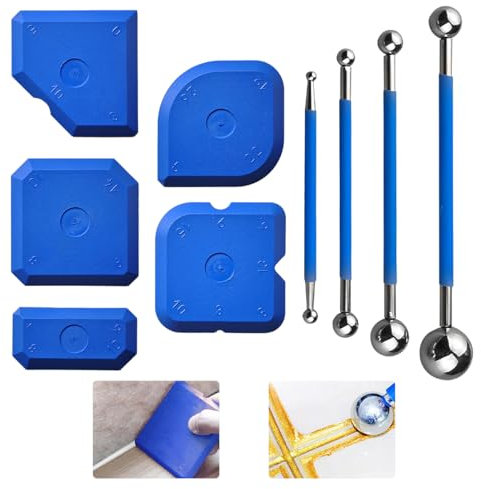 Lot de 9 Lisseur Joint Silicone,Kit de Outil de Calfeutrage Silicone avec 23 Formes Différentes,Spatule Joint Silicone,Ensemble d'Outils pour Enlever le Silicone pour Salle de Bain, Balcon, Cuisine