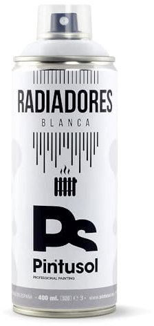 PINTUSOL Pintura Radiadores Blanca en Spray, Acabado Satinado No Amarillea, Antióxido Alta Opacidad y Resistencia, Fácil Aplicación, Pintura Profesional Radiador Estufas Espray 400ml
