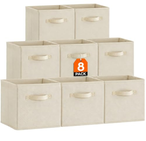 Lifewit Aufbewahrungsbox, 8 Stück, Khaki, 33 x 33 x 33 cm, 36 L