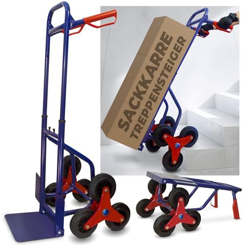 STREND PRO Treppen Sackkarre Klappbar 200kg | Sackkarre Treppensteiger Faltbar mit Vollgummireifen | Kleine Transportkarre für Treppentransporte und Umzüge | Waschmaschine Transporthilfe