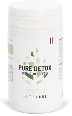 Nutripure | Pure Detox Foie | Soutien complet de la détoxification hépatique | 4 extraits brevetés (Chardon-Marie, Artichaut, Chou Kale, Choline) | Cure de 21 jours (42 gélules)