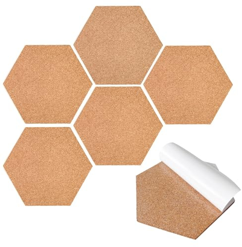 Cork Boards for Walls, 6 Pcs Corkboard Bulletin Cork Notice Pin Board Tiles Self Adhesive Pin Notice Photo Board for Home