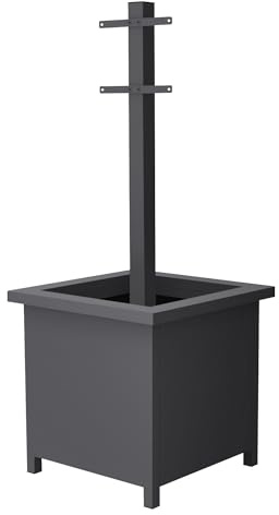 ML-Design Supporto per Cassetta Postale Antracite con Vaso per Fiori Autoportante e Resistente alle Intemperie in Acciaio Altezza 120 cm per Lettere Standard Robusto Montaggio a Terra per il Giardino
