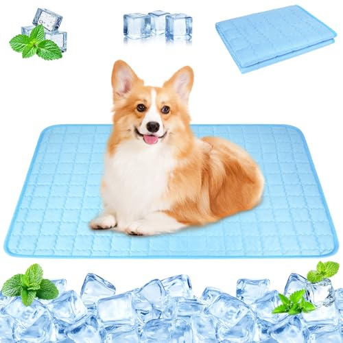 URAQT Tappetino Rinfrescante, 90x60cm Tappetino Refrigerante per Cani e Gatti, cuscino rinfrescante estivo per cani, Cuccia Refrigerante Lavabile, Durevole e Antigraffio, per Animali di Media Grande