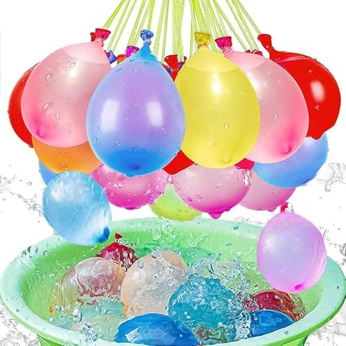 NARHOR Lot de 333 bombes à eau auto-scellantes, ballons à eau à remplir rapidement en 60 secondes, à nouer soi-même, bombes à eau biodégradables pour fêtes d'été