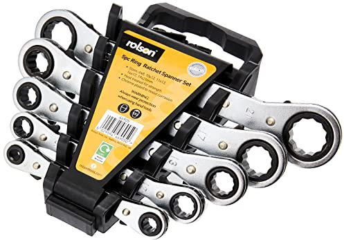 Rolson 46905 5 pc Ratchet Ring Spanner Set