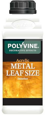 Polyvine Metal Leaf Size Acrylic Adhesive – Interior Gilding Glue for Gold Leaf, Metal Leaf & Foil. Water-Based, Low Odour, Easy Clean, Long Open Time. Furniture, Plaster & Decorative Features (500ml)