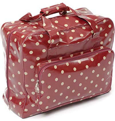 Hobby Gift Bolsa para máquina de Coser Exclusiva, Bolsa de Transporte Acolchada de PVC, Almacenamiento de Accesorios adicionales, 20 x 43 x 37 cm, Lunares Rojos