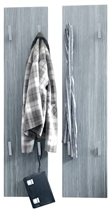 Vladon Wall Panel 120, Coat Rack Panel with 2 Panels, Avola-Anthracite (28 x 120 x 2 cm Each)